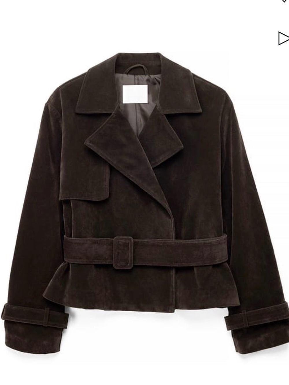 Women's Dark Brown Suede Belted Trench Jacket